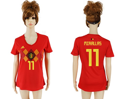 Women's Belgium #11 Mirallas Red Home Soccer Country Jersey